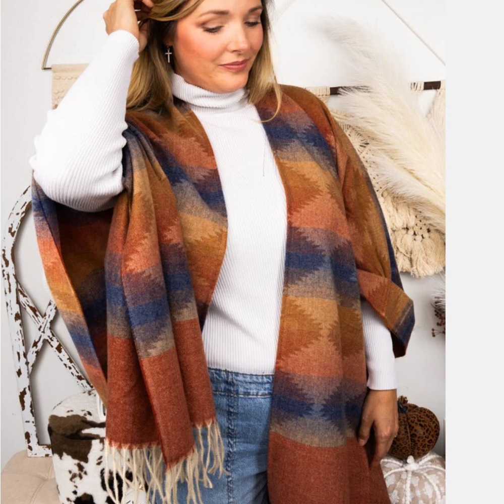 Multicolor Geometric Patterned Shawl